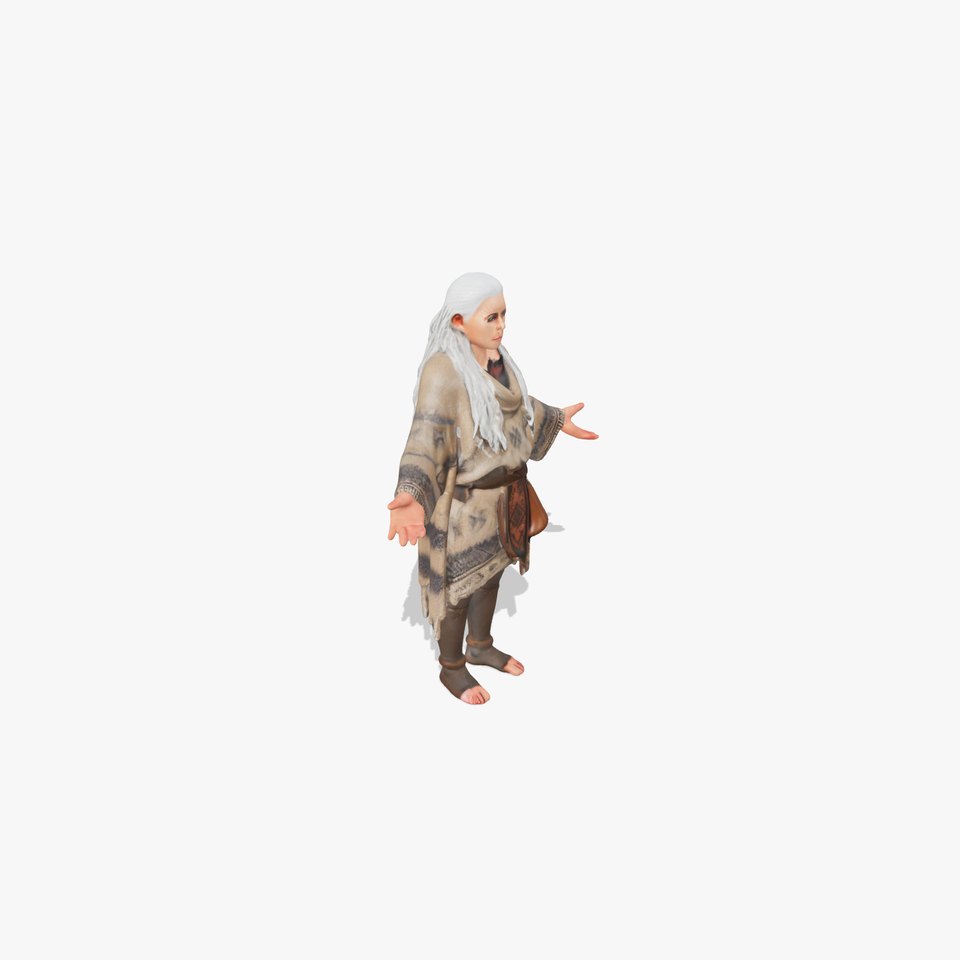 Ancient Tribal Elder Character Rigged and Animated D Model
